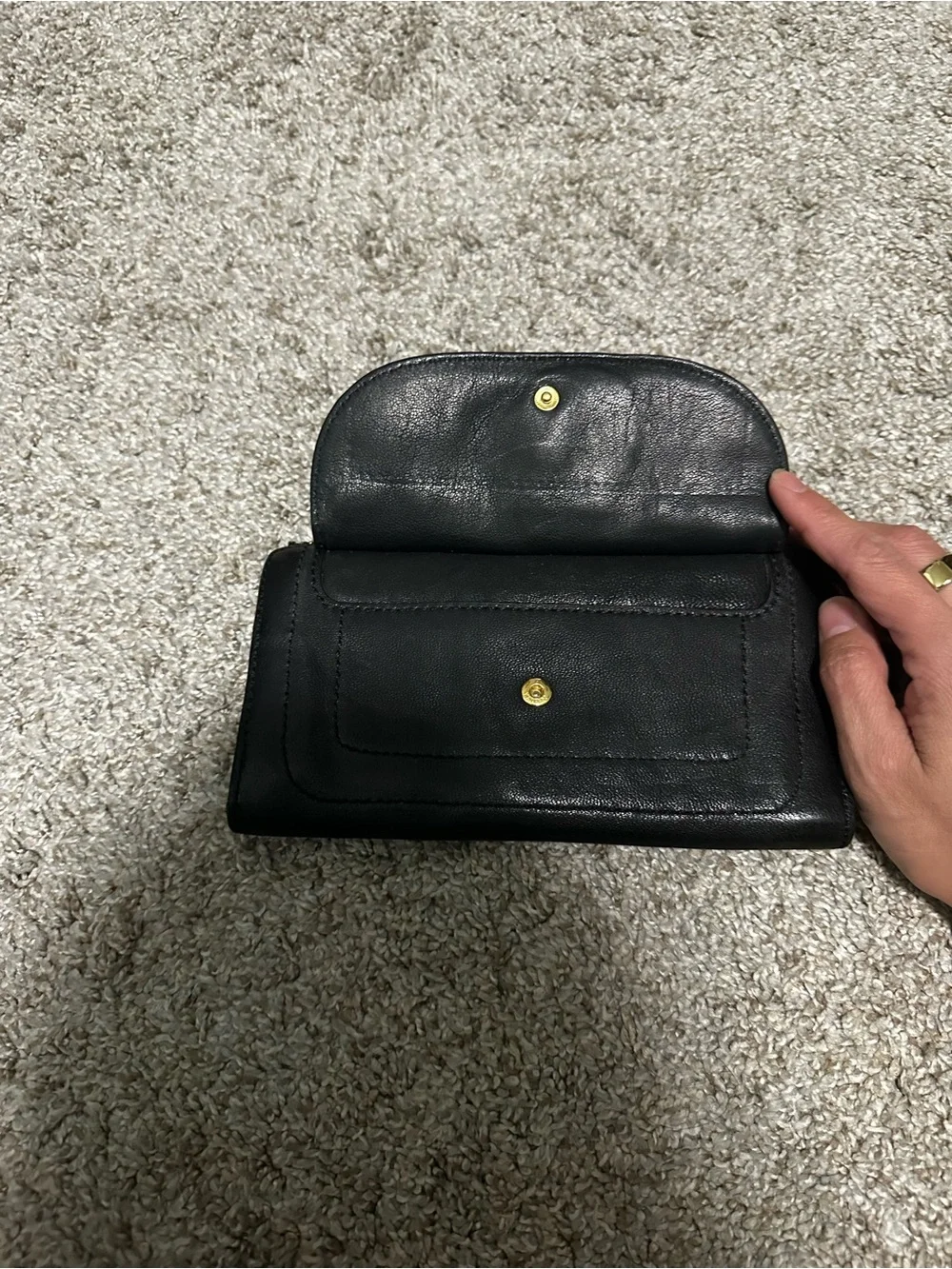 Marc by Marc Jacobs Black Leather Key & Card Holder with Gold Accent